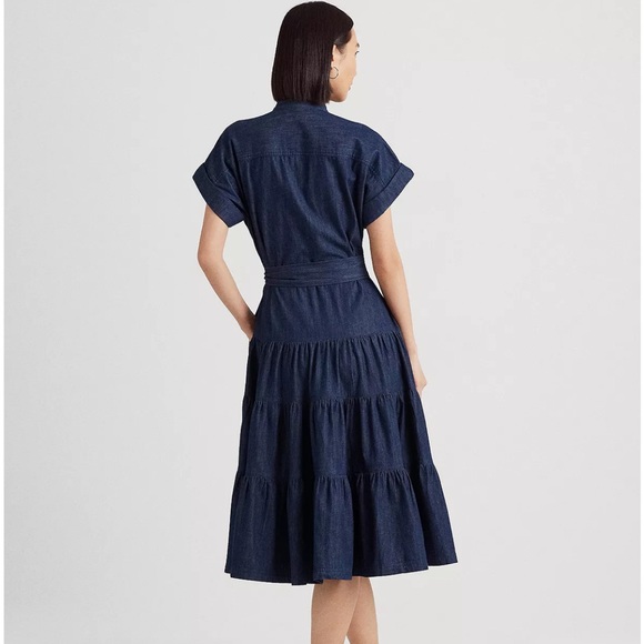 Lauren Ralph Lauren Women's Belted Denim Tiered Shirtdress 22W - Picture 2 of 13